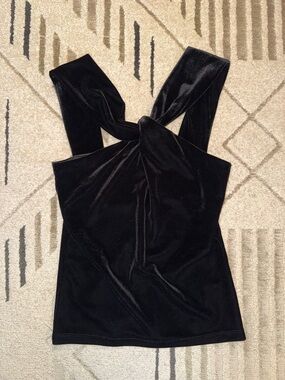 Banana Republic Black Velvet Twist-Strap Top
